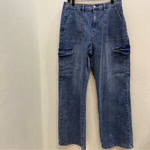 YMI Men High‎ Rise Skater Cargo Jeans size XL Wide Leg Cargo Boho Grunge Hippie